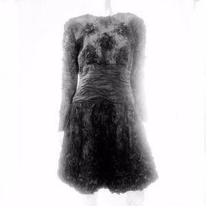 Ruben Panis Vtg Lace Evening Cocktail Midi Dress